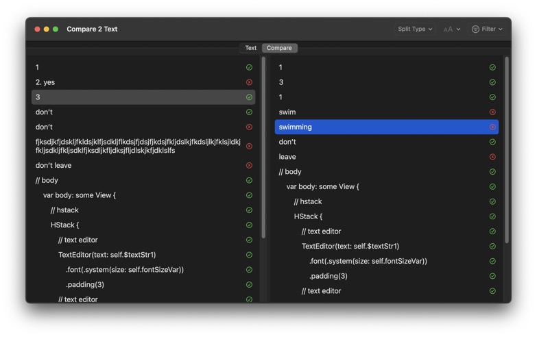 Compare 2 Text for macOS