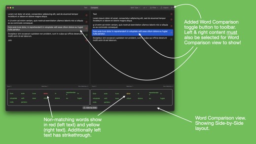 Compare 2 Text v1.5 Updates - Side-by-Side View