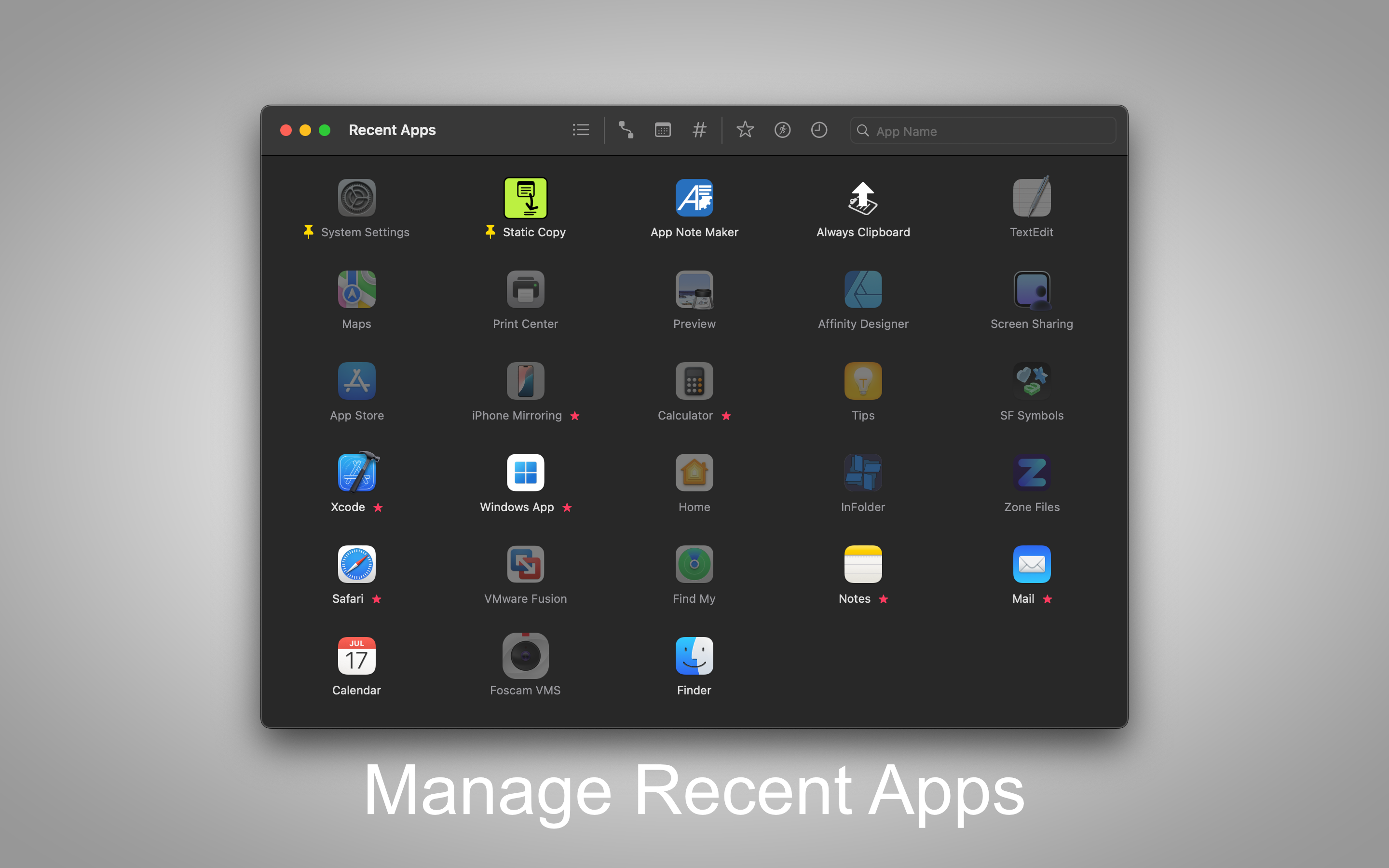 macOS Manage Recent Apps