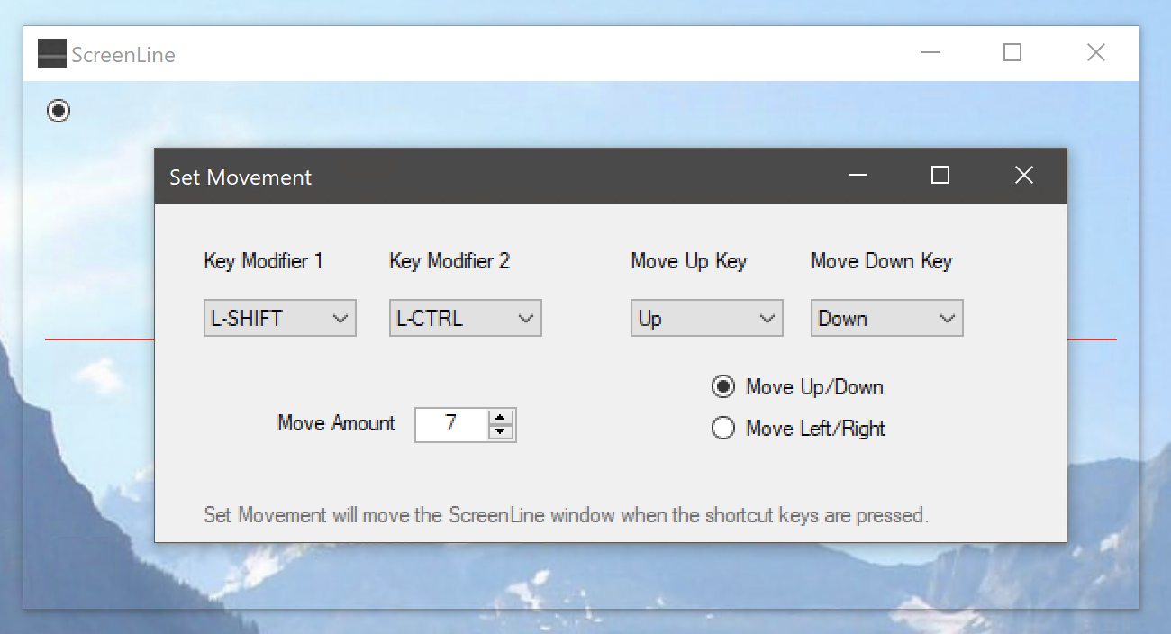 ScreenLine Example 3, Showing Window Movement Options
