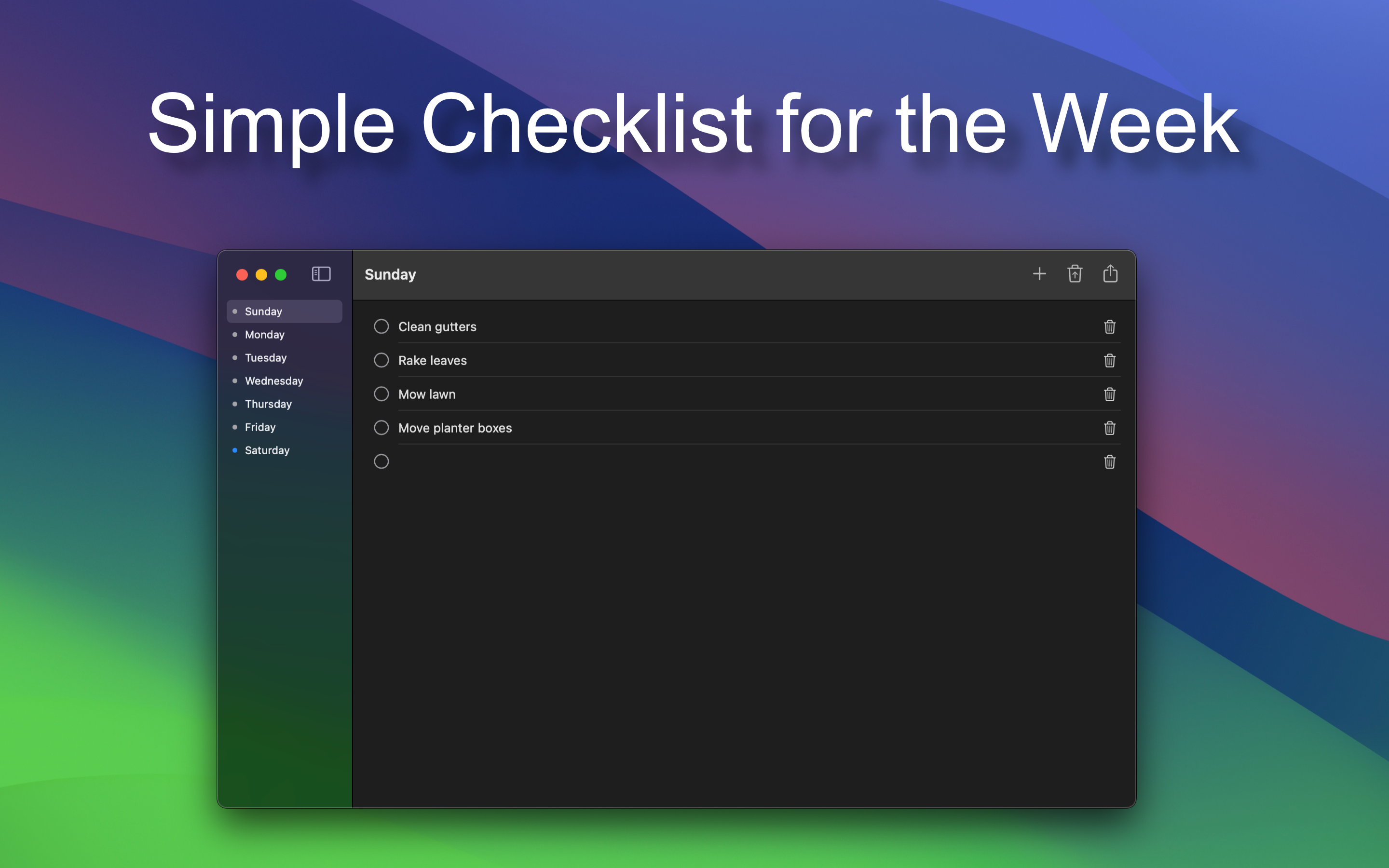 Simple Week Checklist for macOS