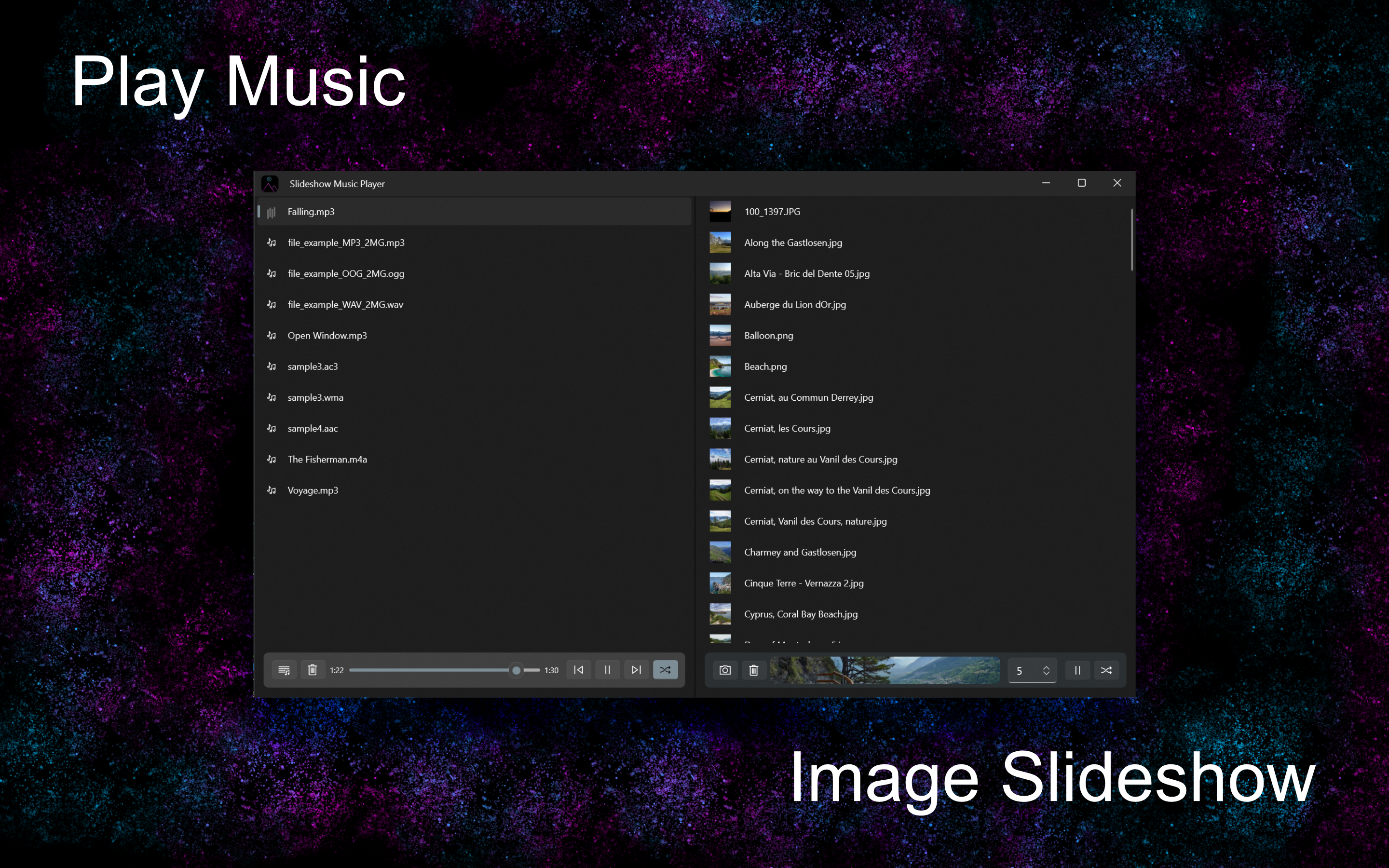 Slideshow Music Player for Windows